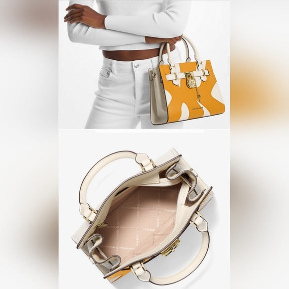 MICHAEL KORS Hamilton GOLDEN ROD MULTI 2-Tone Satchel - Picture 2 of 5